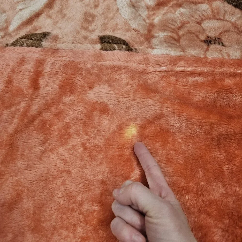MCM VTG 1950s Korean Mink Peach‎ Pink Floral Blanket Coverlet Twin Heavy 58x81